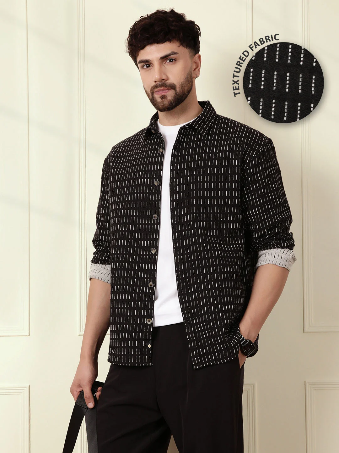 Casual Regular Fit Shacket | Black - Image 3