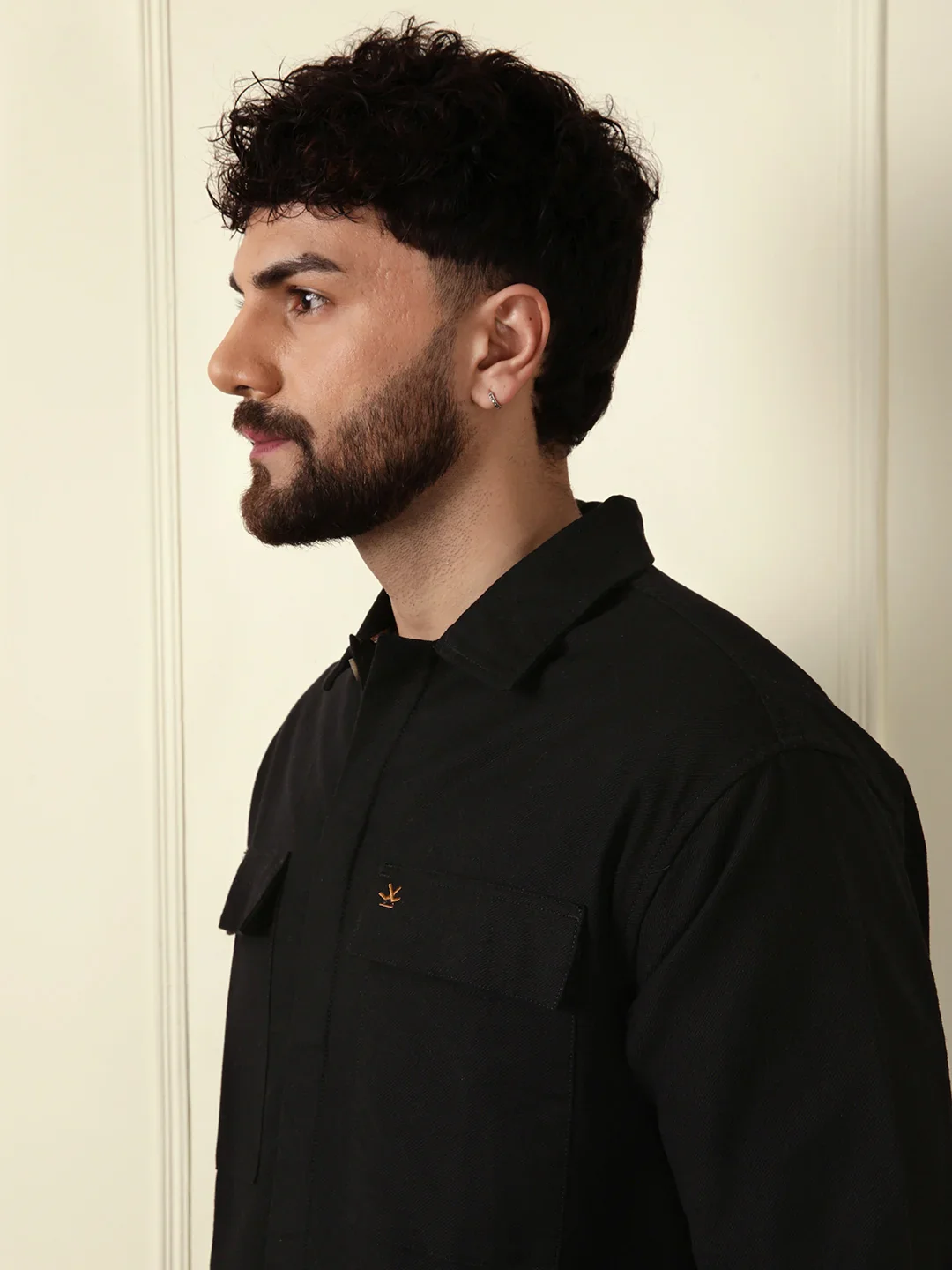 Solid Regular Fit Shacket | Black - Image 4