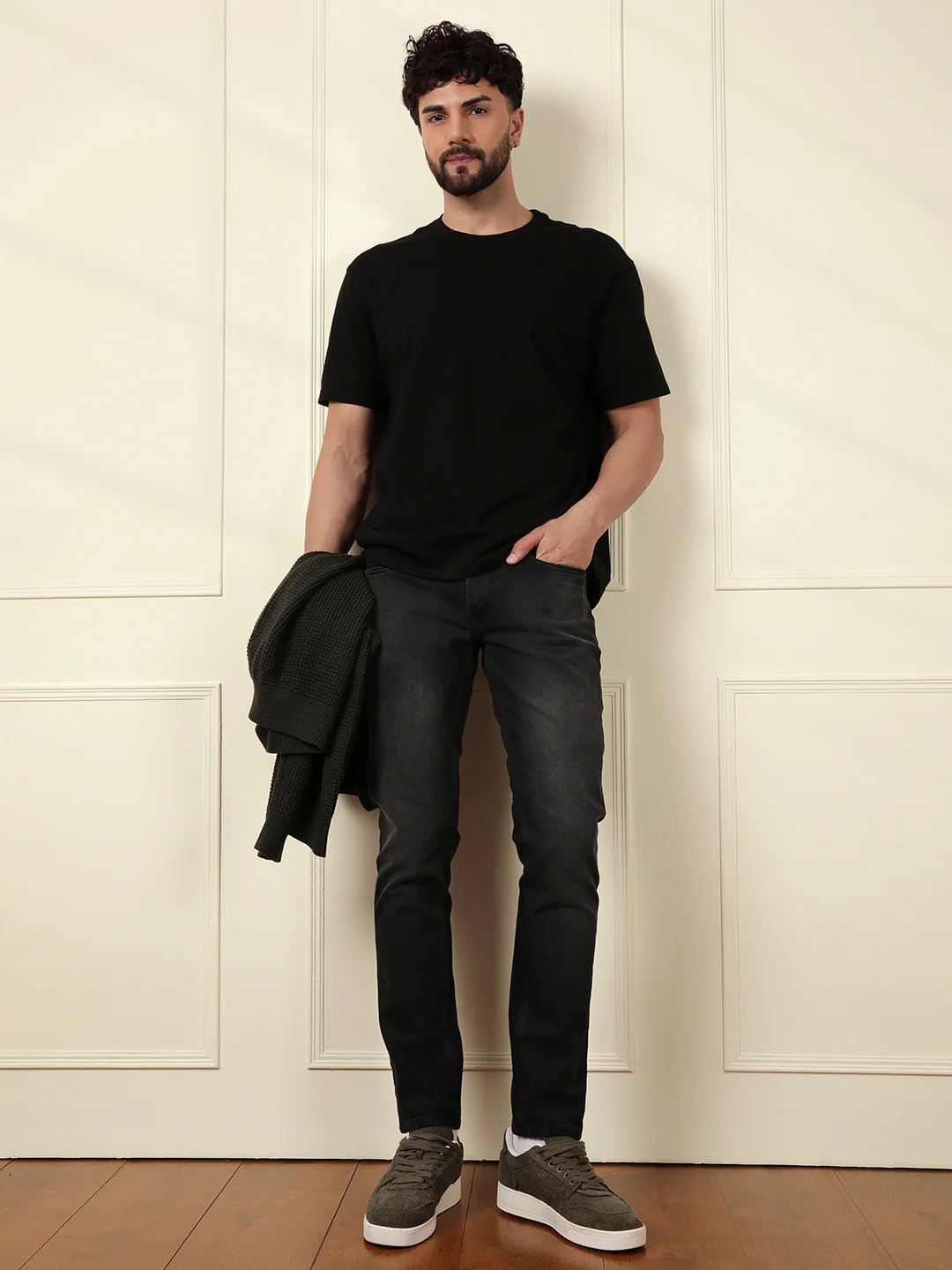 Casual Heavy Fade Slim Fit Jeans | Black - Image 2