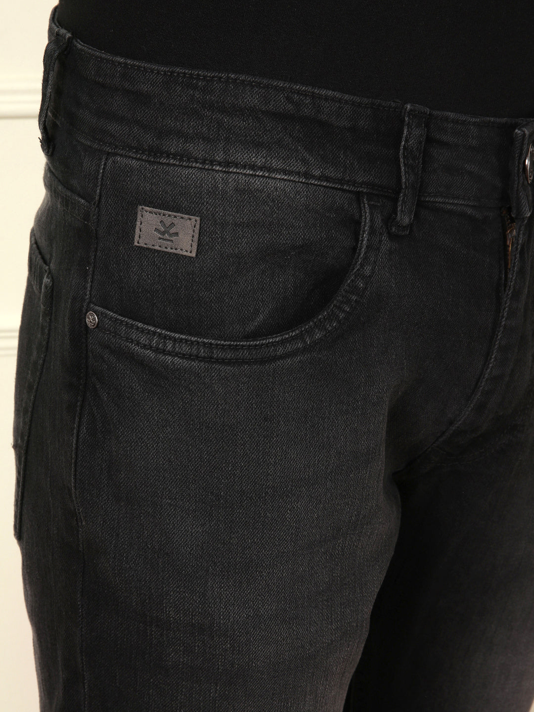 Casual Heavy Fade Slim Fit Jeans | Black - Image 5