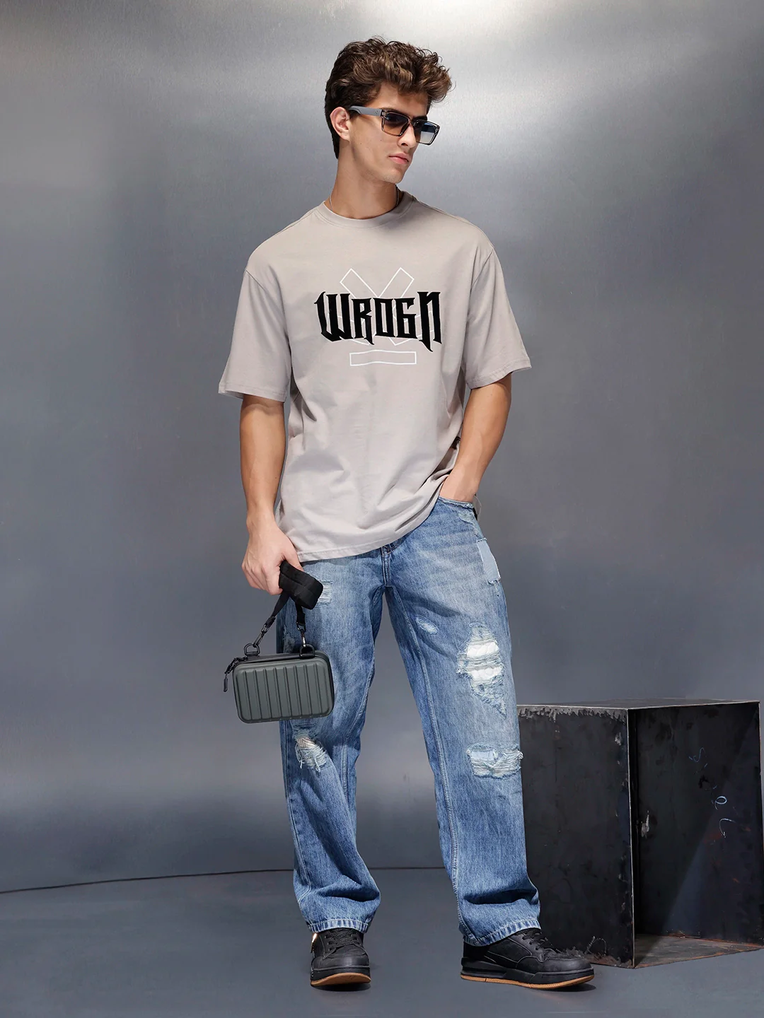 Black Street Typography Tshirt | Grey - Image 2