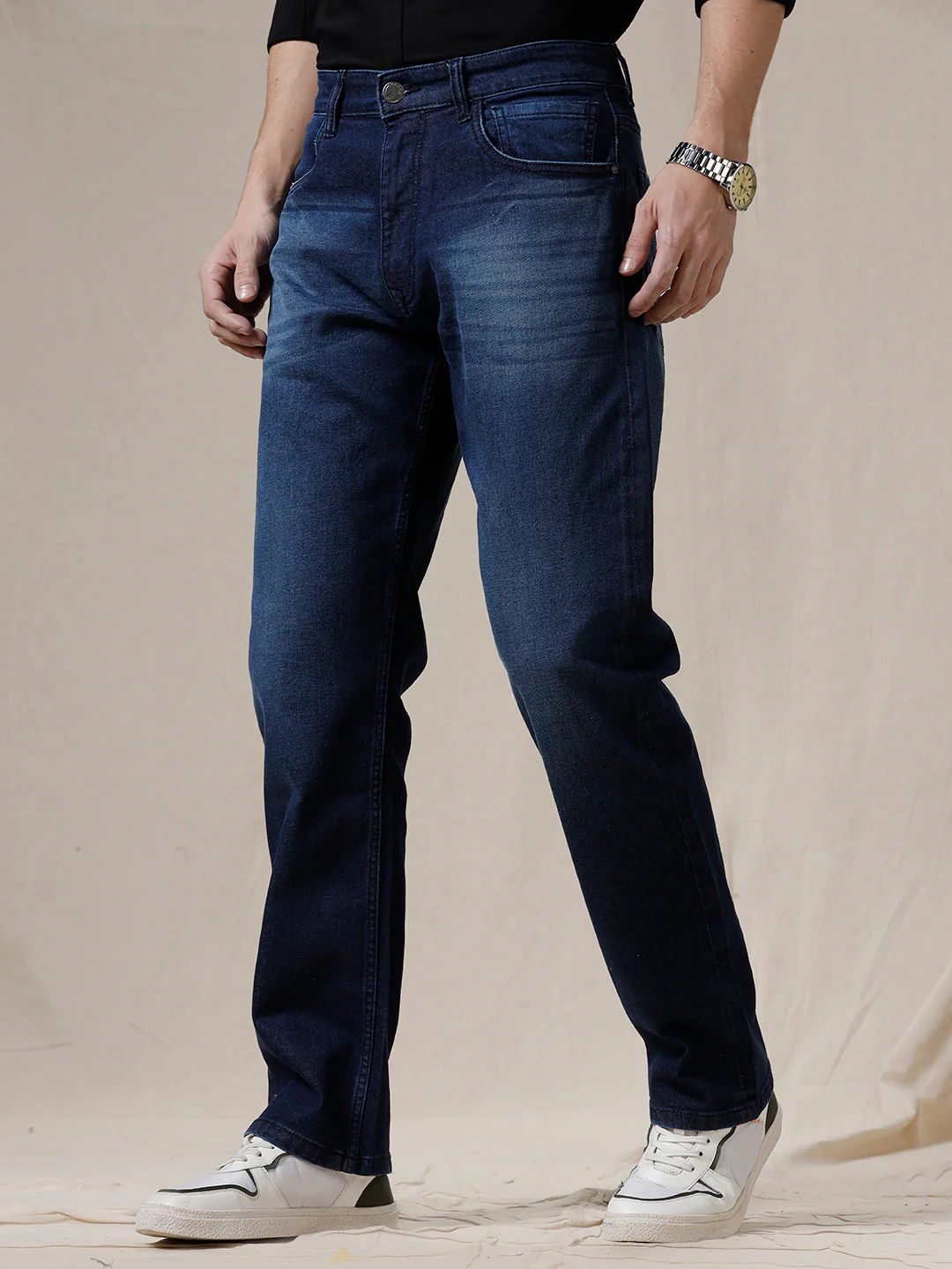 Blue Anti Fit Faded Jeans - Image 4