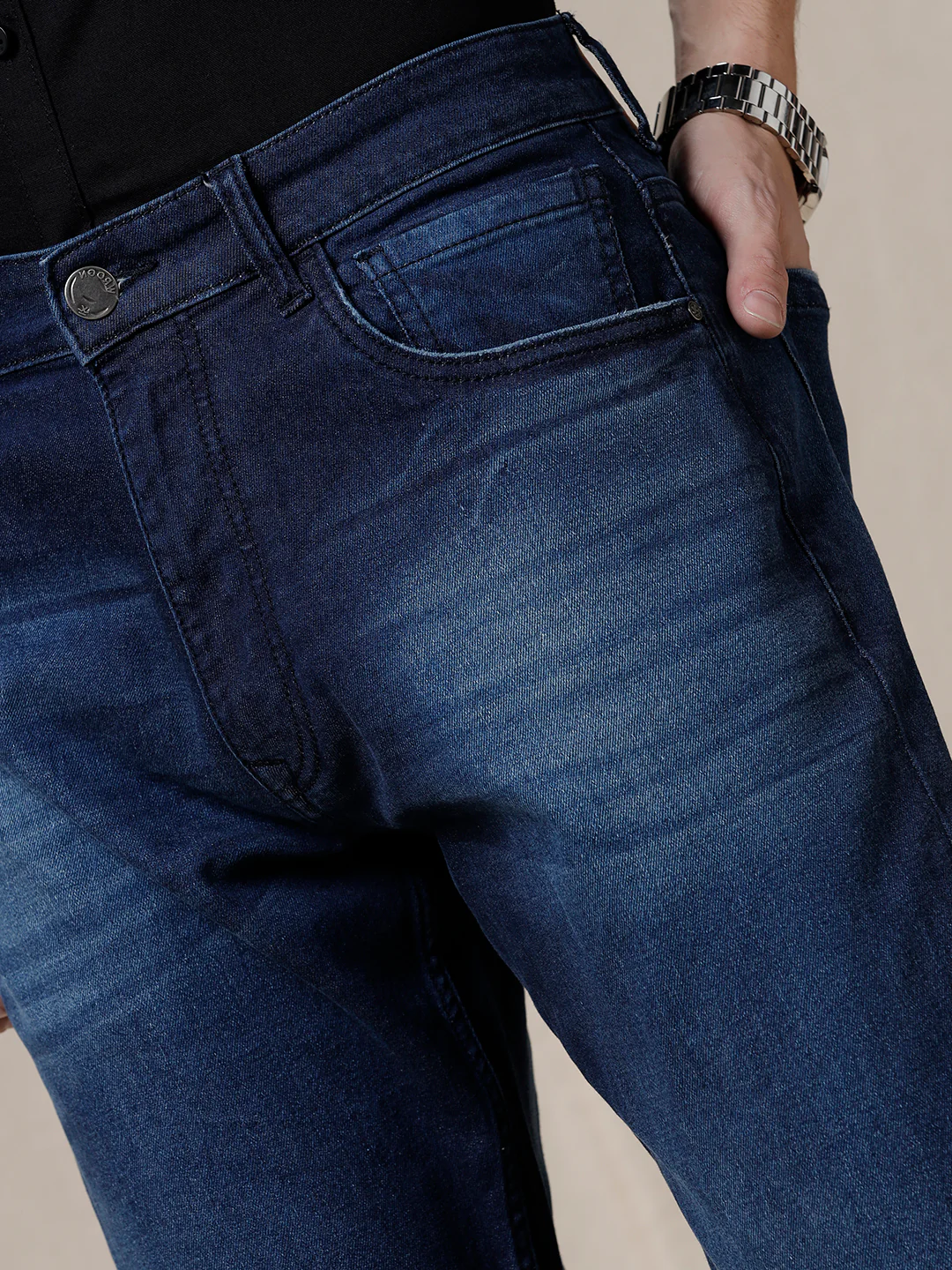 Blue Anti Fit Faded Jeans - Image 6