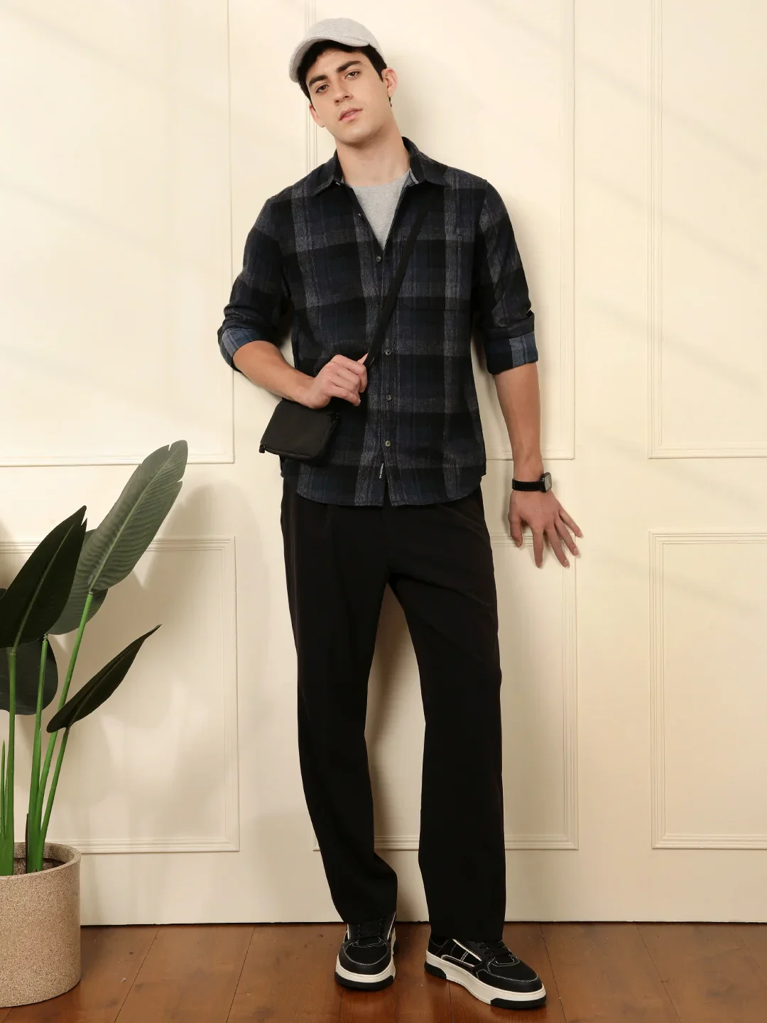 Blue Blend Checked Cotton Shirt - Image 2