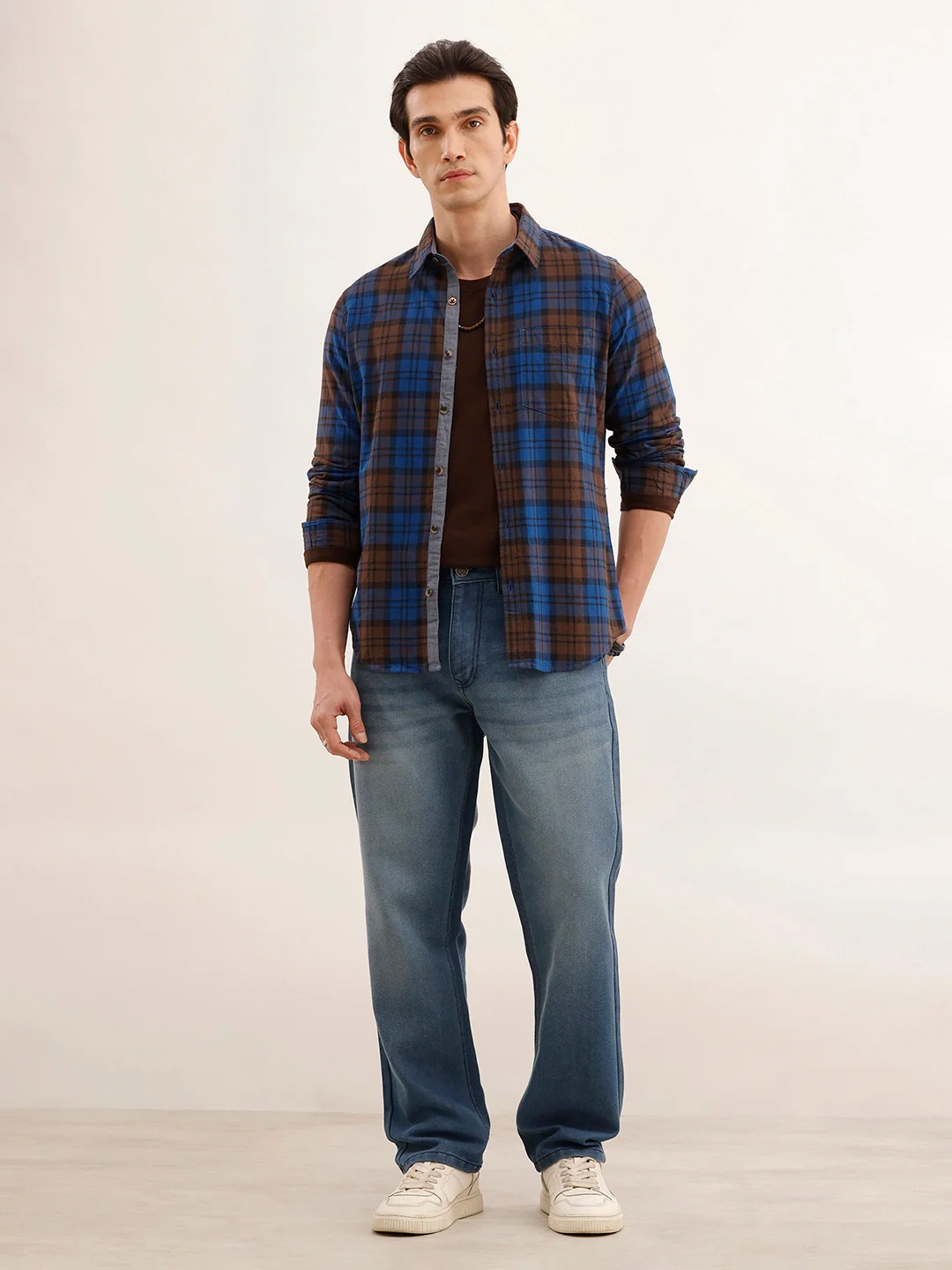 Regular Fit Checkered Shirt | Brown - Image 2