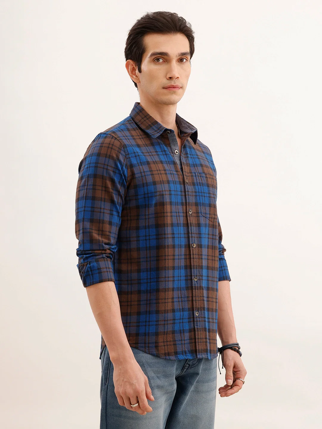 Regular Fit Checkered Shirt | Brown - Image 7