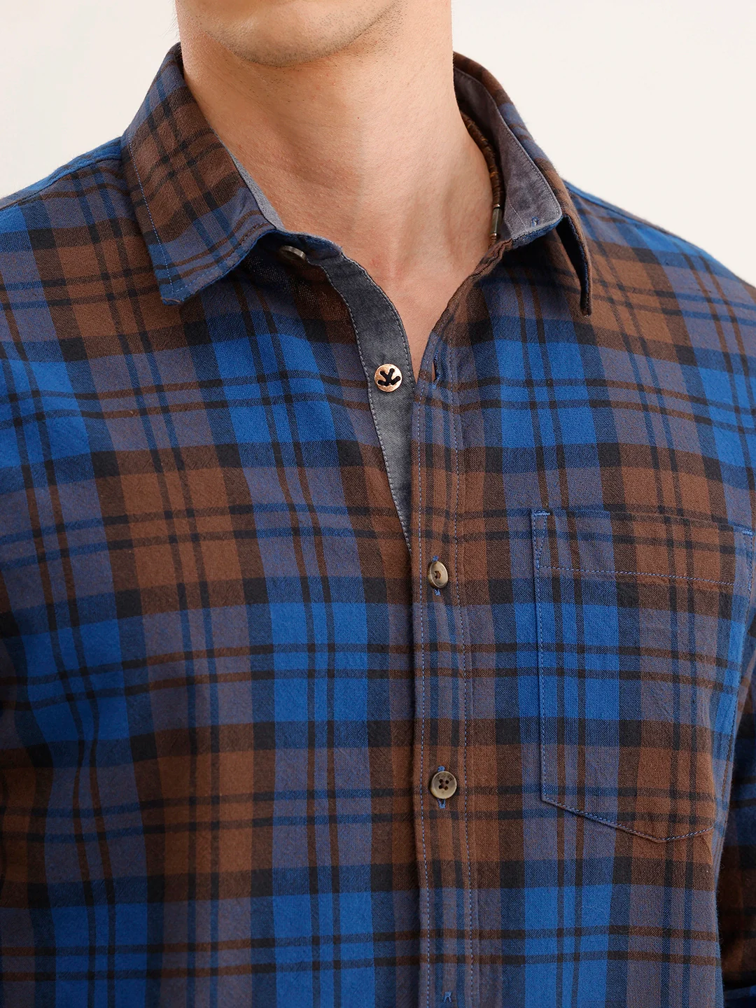 Regular Fit Checkered Shirt | Brown - Image 9