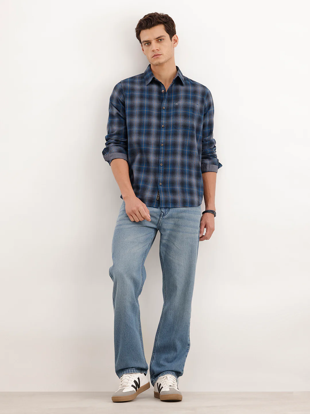 Blue Charcoal Checked Shirt - Image 2
