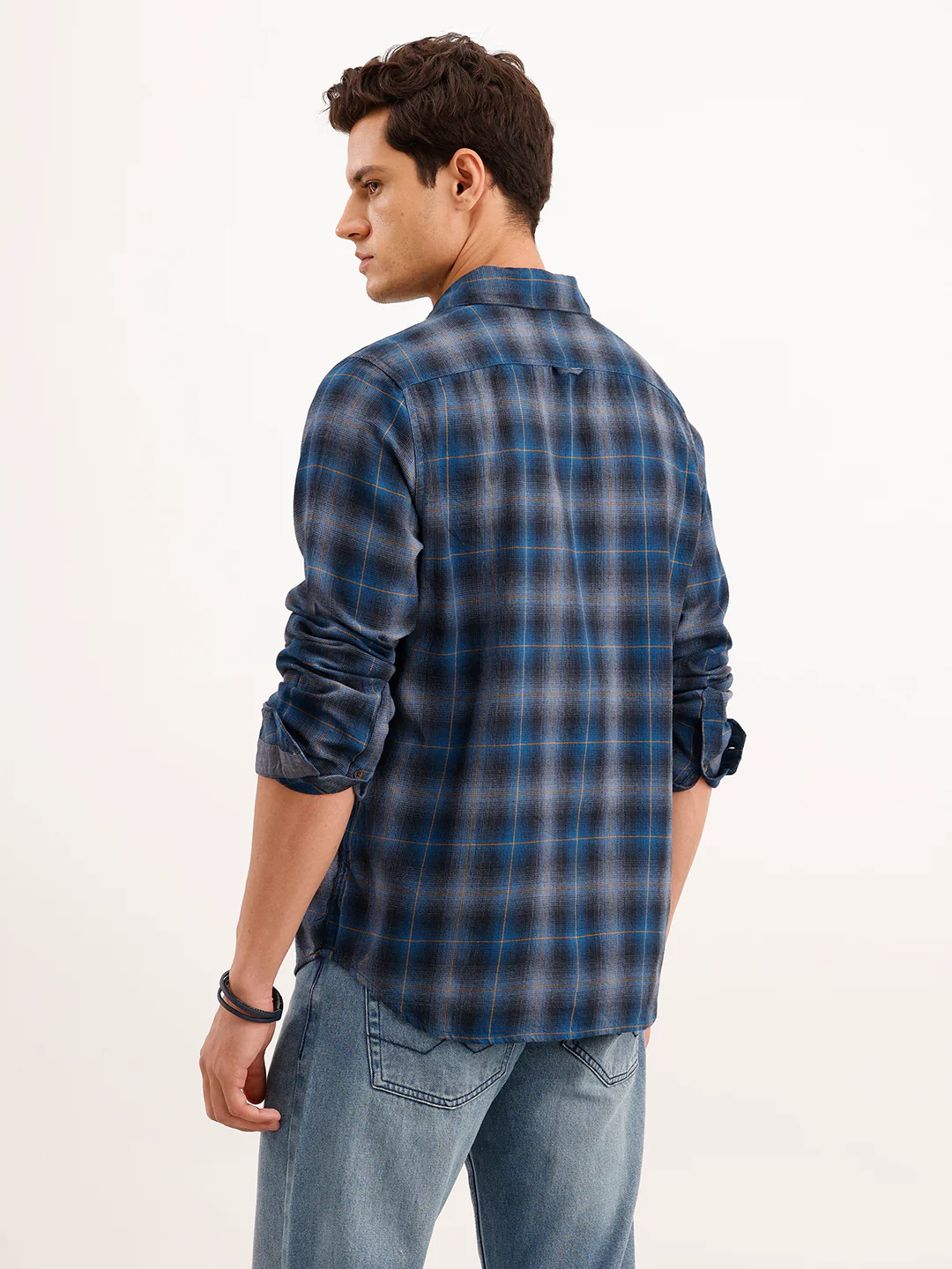 Blue Charcoal Checked Shirt - Image 3