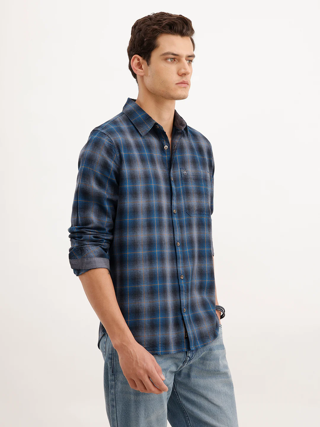 Blue Charcoal Checked Shirt - Image 4