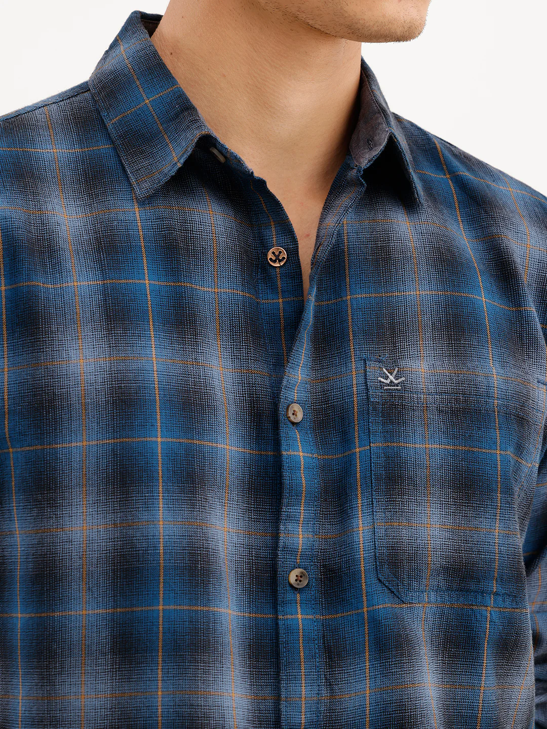 Blue Charcoal Checked Shirt - Image 5