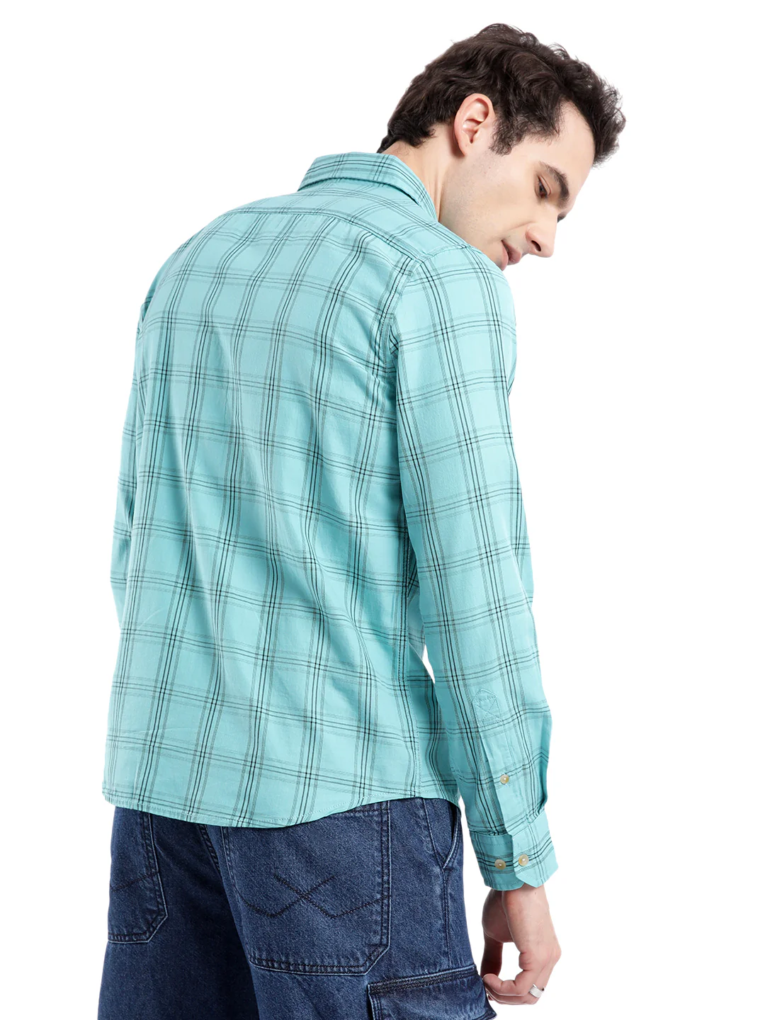 Blue Delight Casual Checked Shirt - Image 3