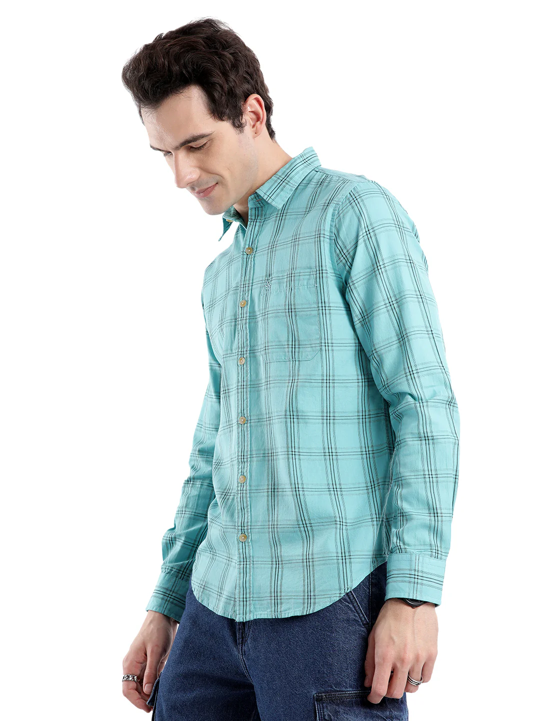 Blue Delight Casual Checked Shirt - Image 4