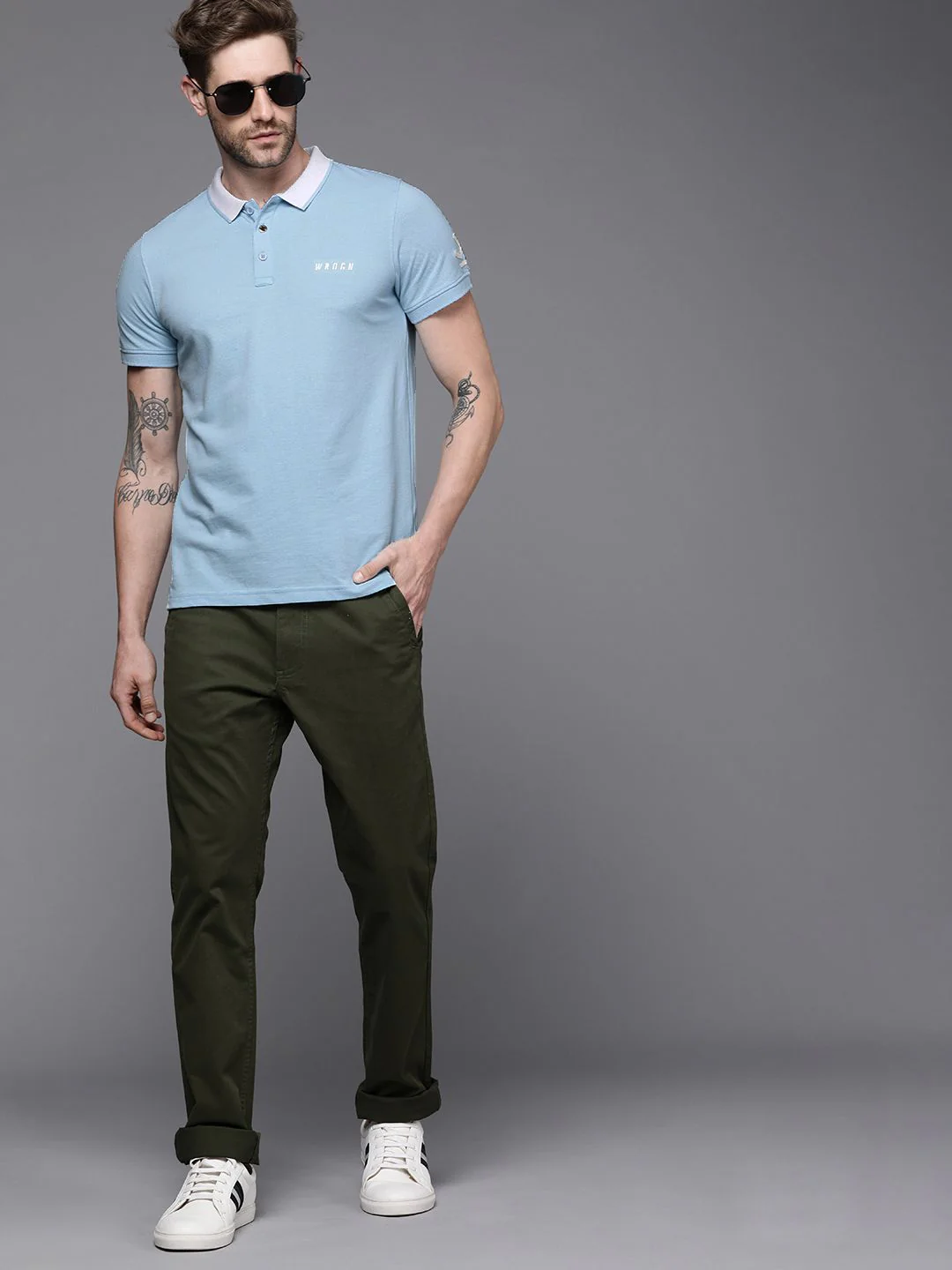 Blue in Wrogn Solid Polo T-Shirt - Image 5
