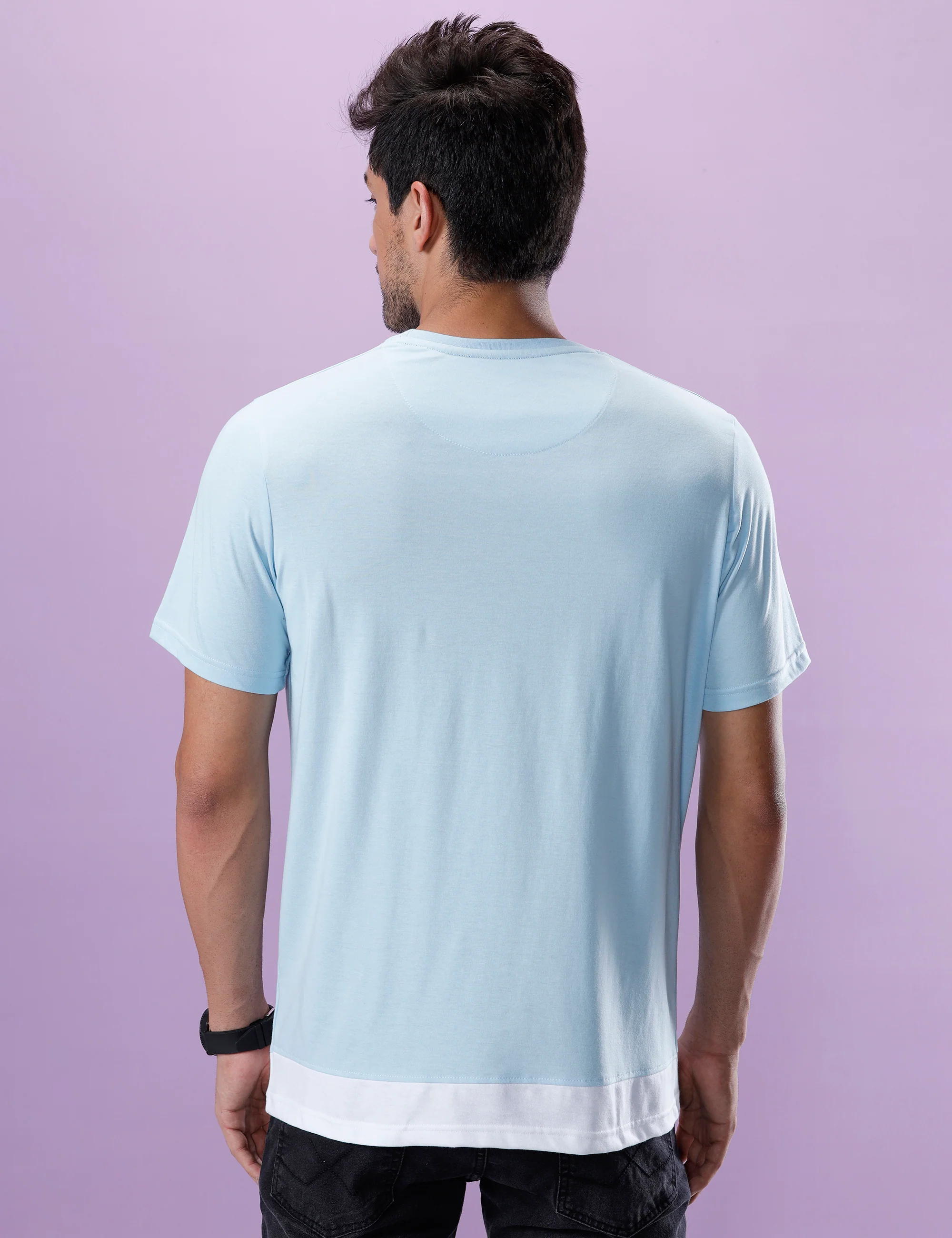 Blue Layered Look Crew Neck T-Shirt - Image 3