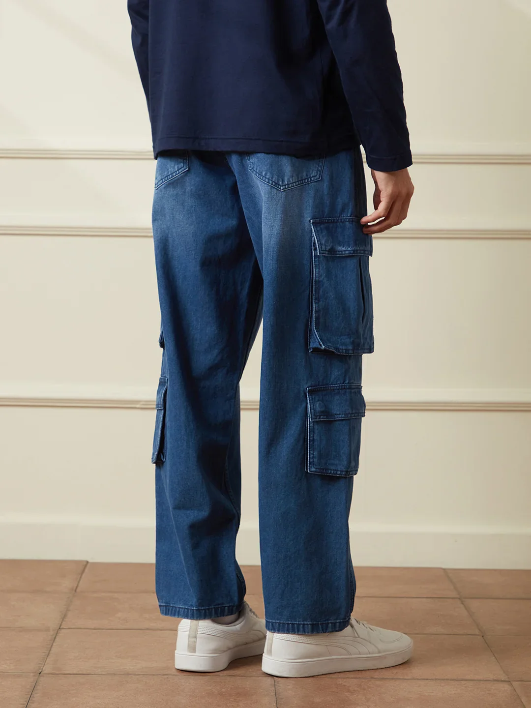 Faded Loose Fit Denim Cargo | Blue - Image 3