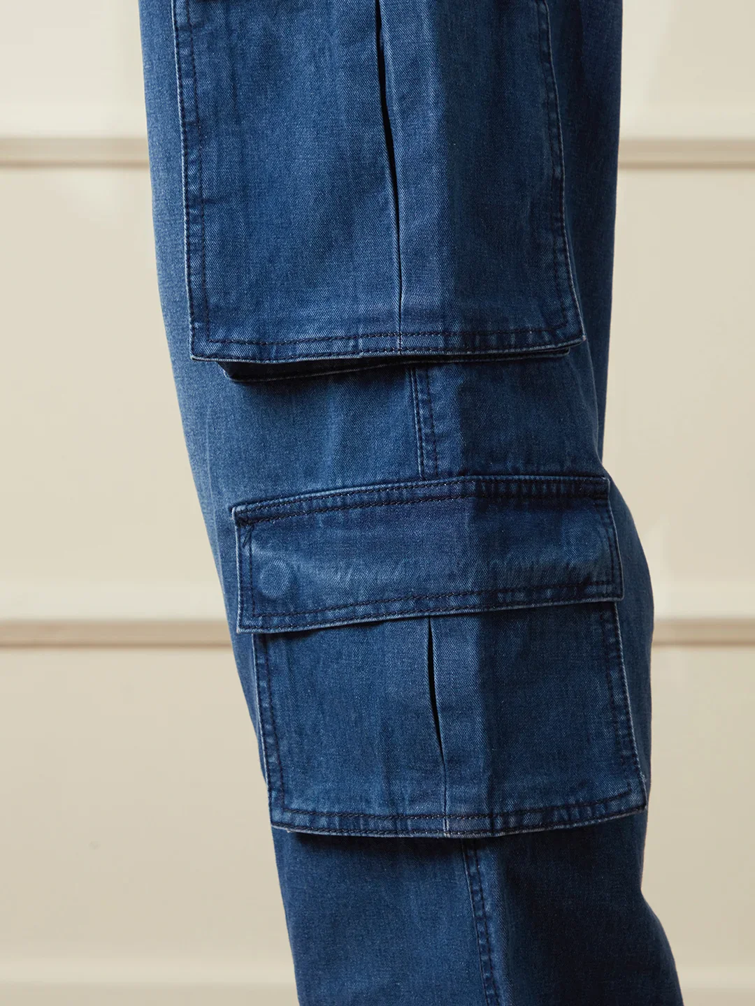 Faded Loose Fit Denim Cargo | Blue - Image 5