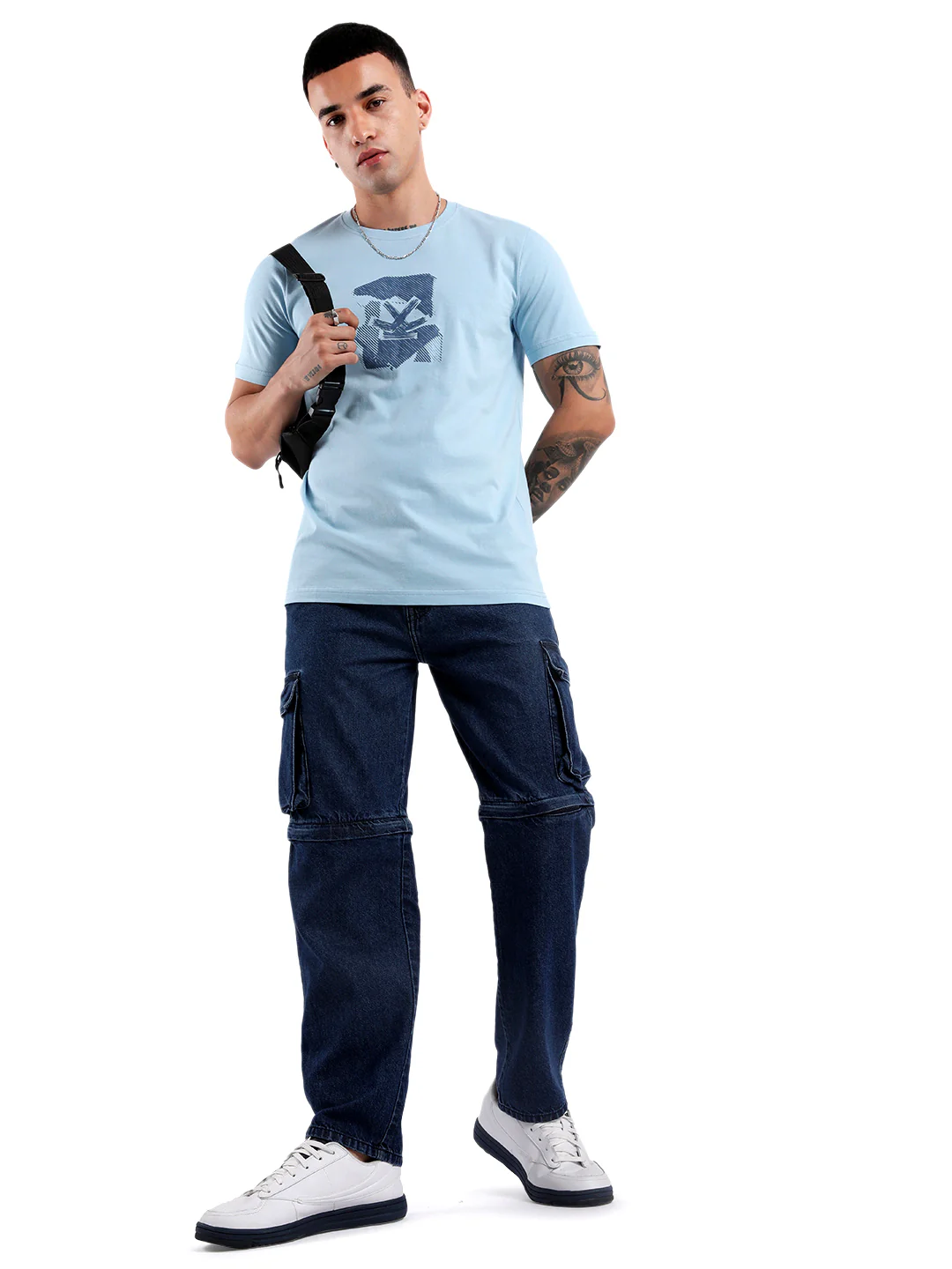 Blue Scribble Printed T-Shirt - Image 2