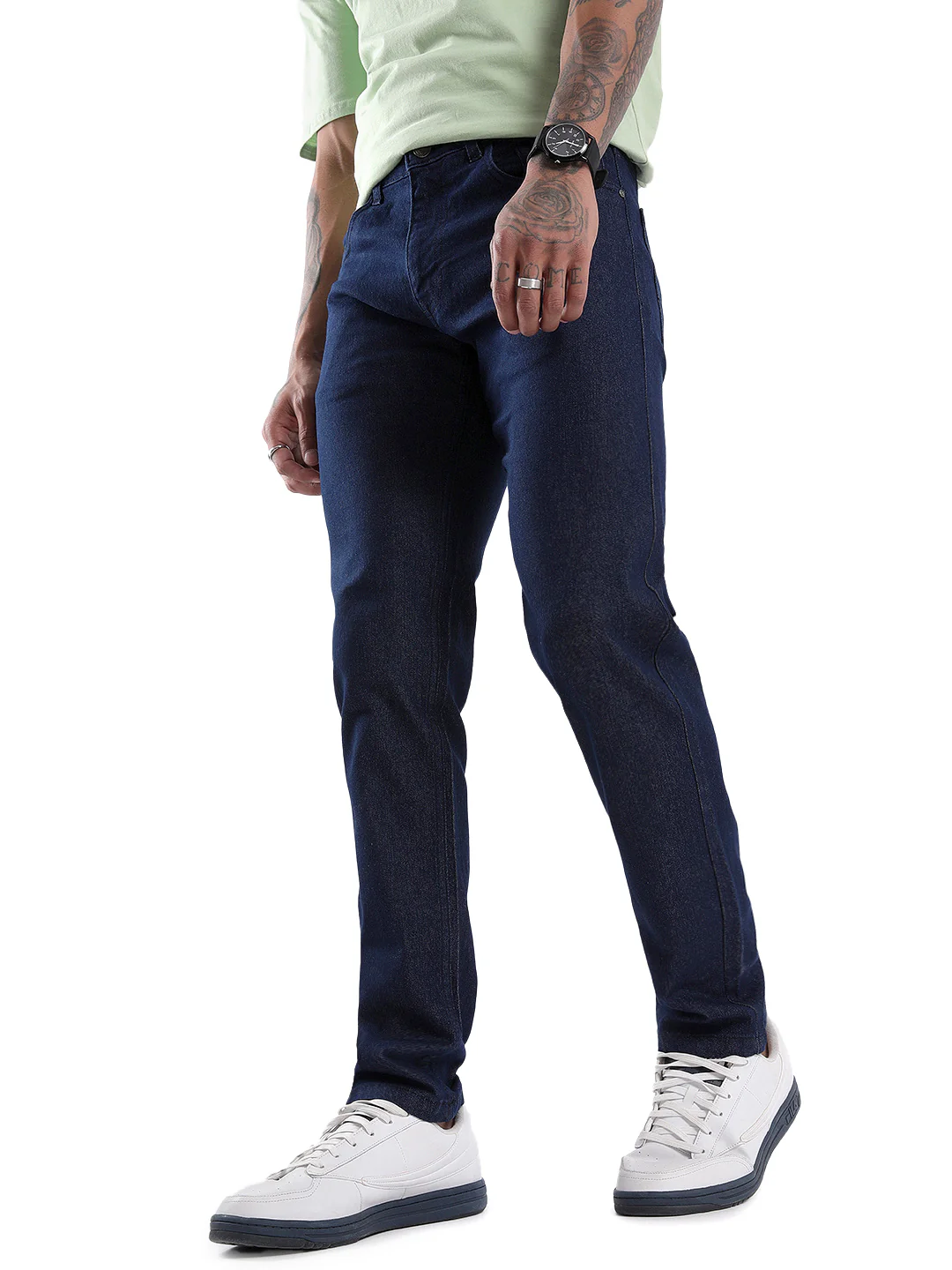 Blue Twilled Slim Fit Denim Jeans - Image 4