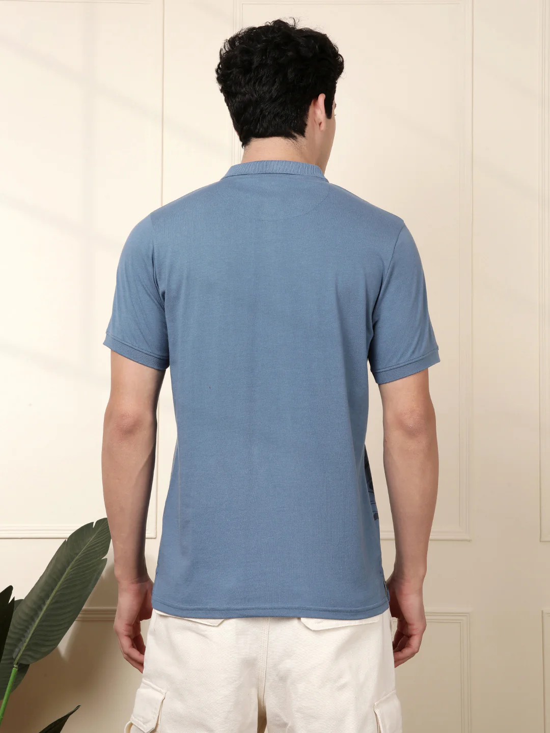 Blue Waves Printed Polo T-Shirt - Image 3