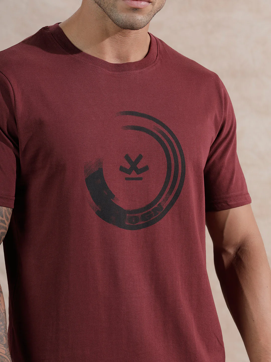 Blurred Logo Slim Fit T-Shirt | Maroon - Image 5