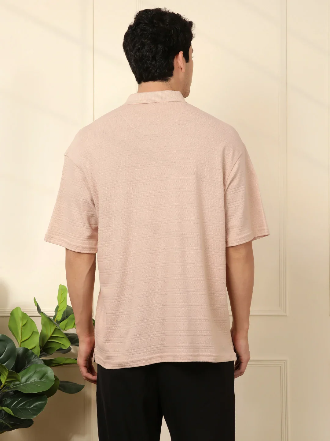 Bold Textured Oversized Polo T-Shirt - Image 3