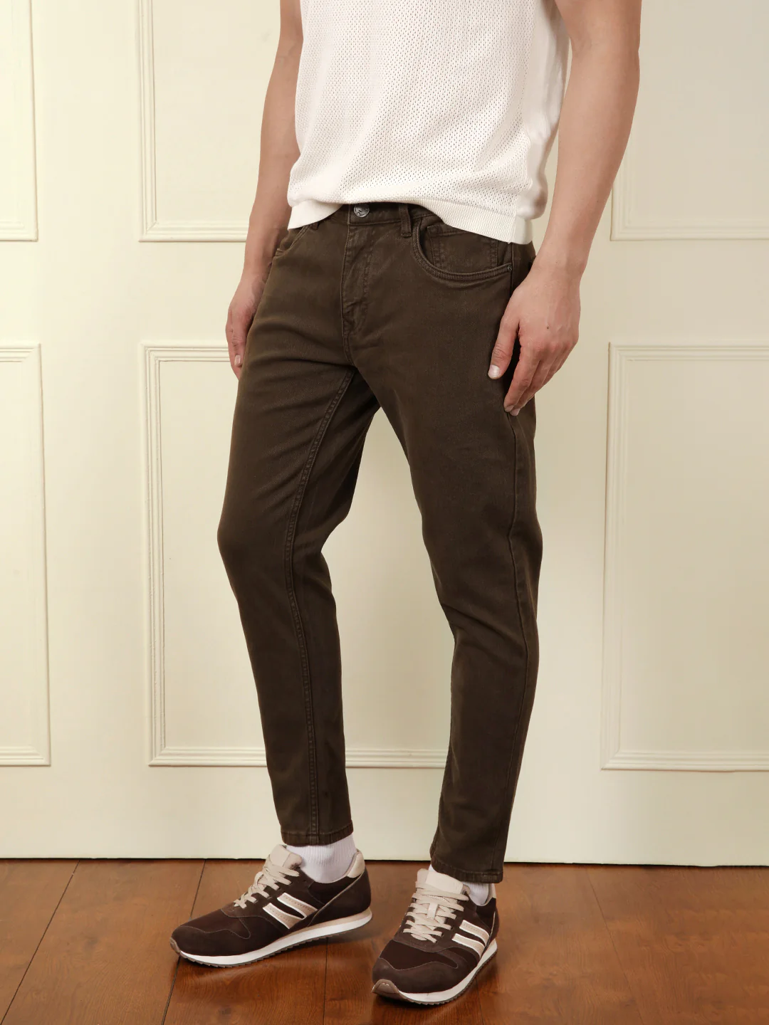 Skinny Crop Coloured Denim Jeans | Brown - Image 4