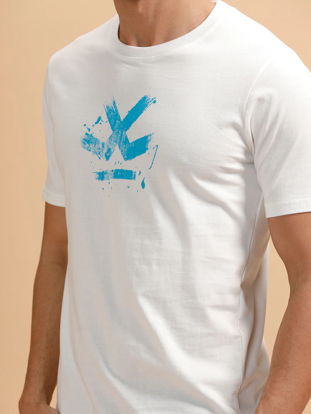 Brush Stroke Logo Printed T-Shirt | White - Image 5