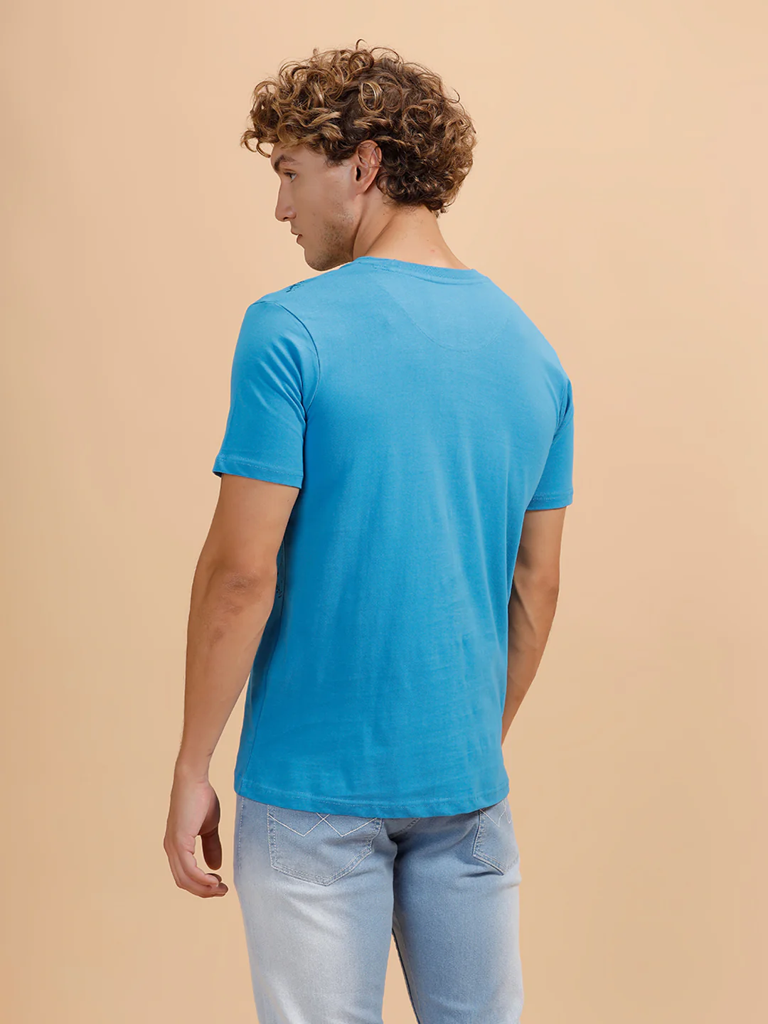 Brush Stroke Placement Printed T-Shirt | Blue - Image 3