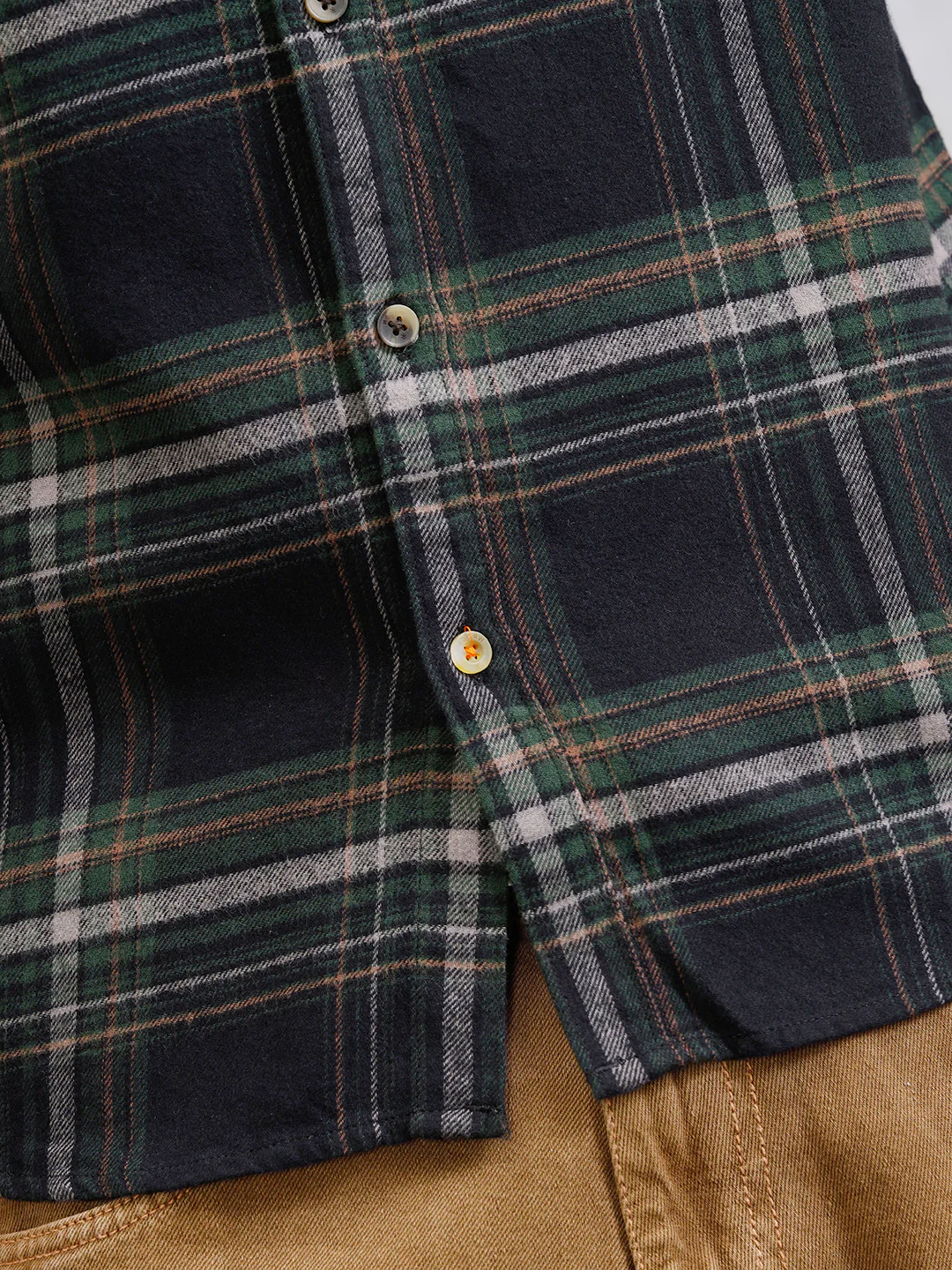 Brushed Flannel Check Shirt In Twill | Dark Green - Image 5