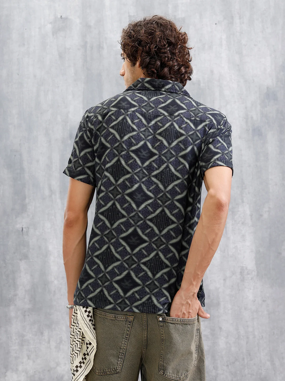 Casual AOP Resort Collar Shirt | Black - Image 3