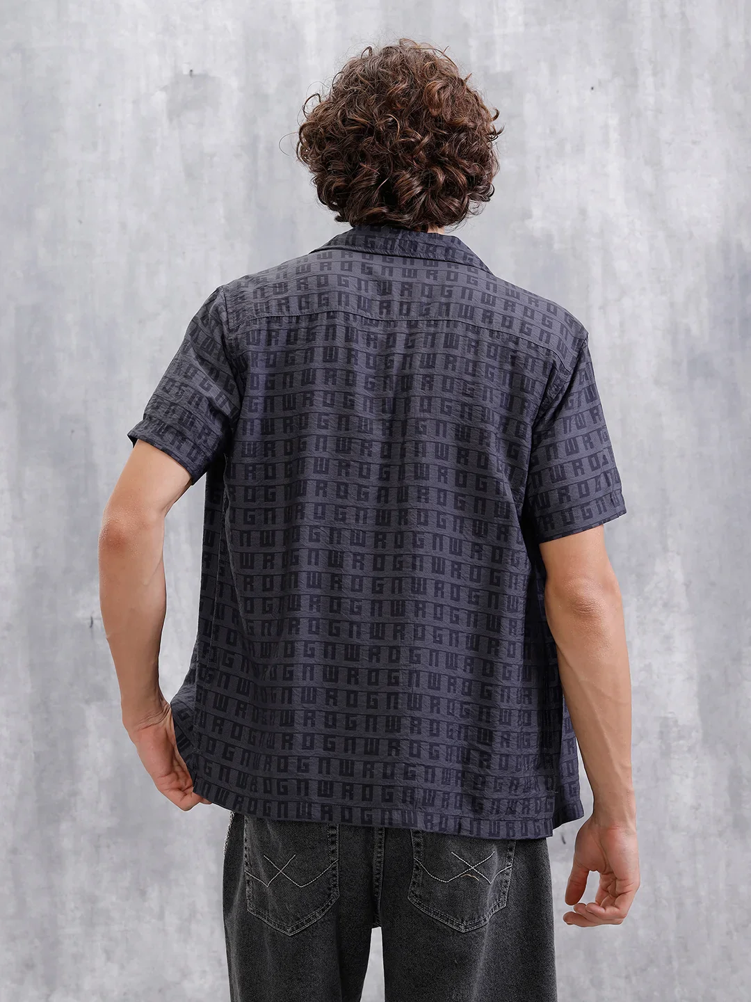 Casual AOP Resort Collar Shirt | Black - Image 3