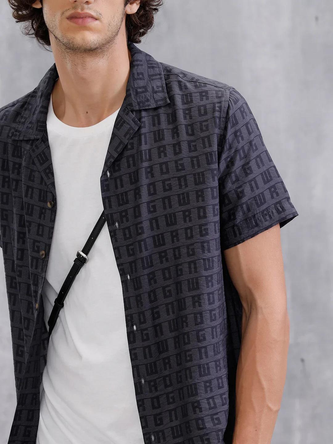 Casual AOP Resort Collar Shirt | Black - Image 5