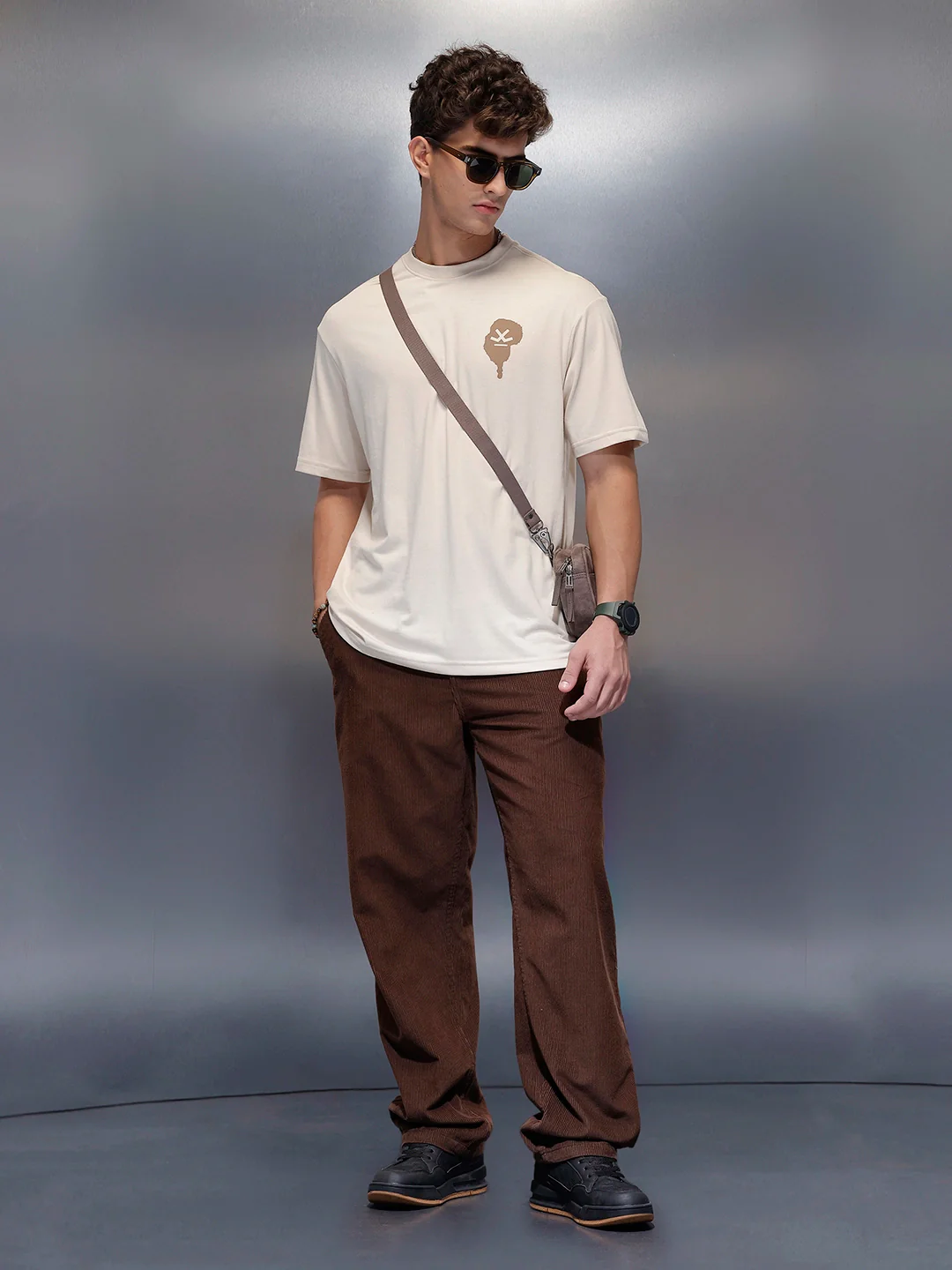 Casual Back Printed Oversized T-Shirt  | Beige - Image 2
