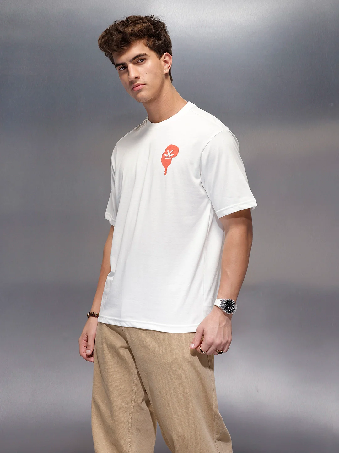 Casual Back Printed Oversized T-Shirt  | White - Image 4