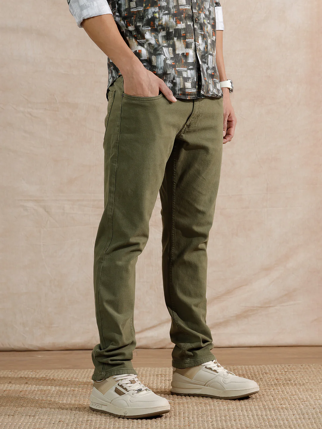 Casual Slim Fit Jeans | Olive - Image 4