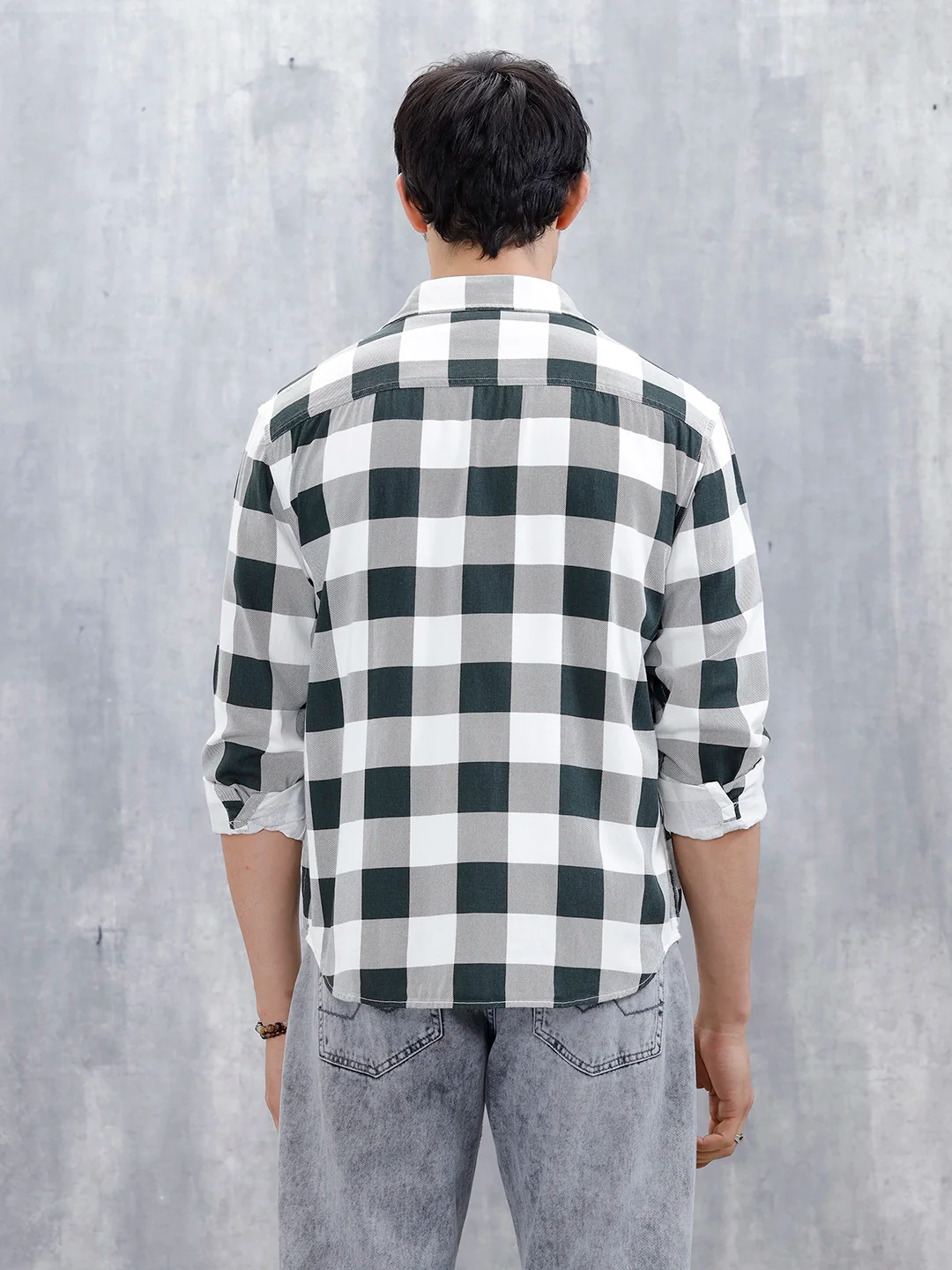 Casual Comfort Fit Checkered Pattern Shirt | Black - Image 3