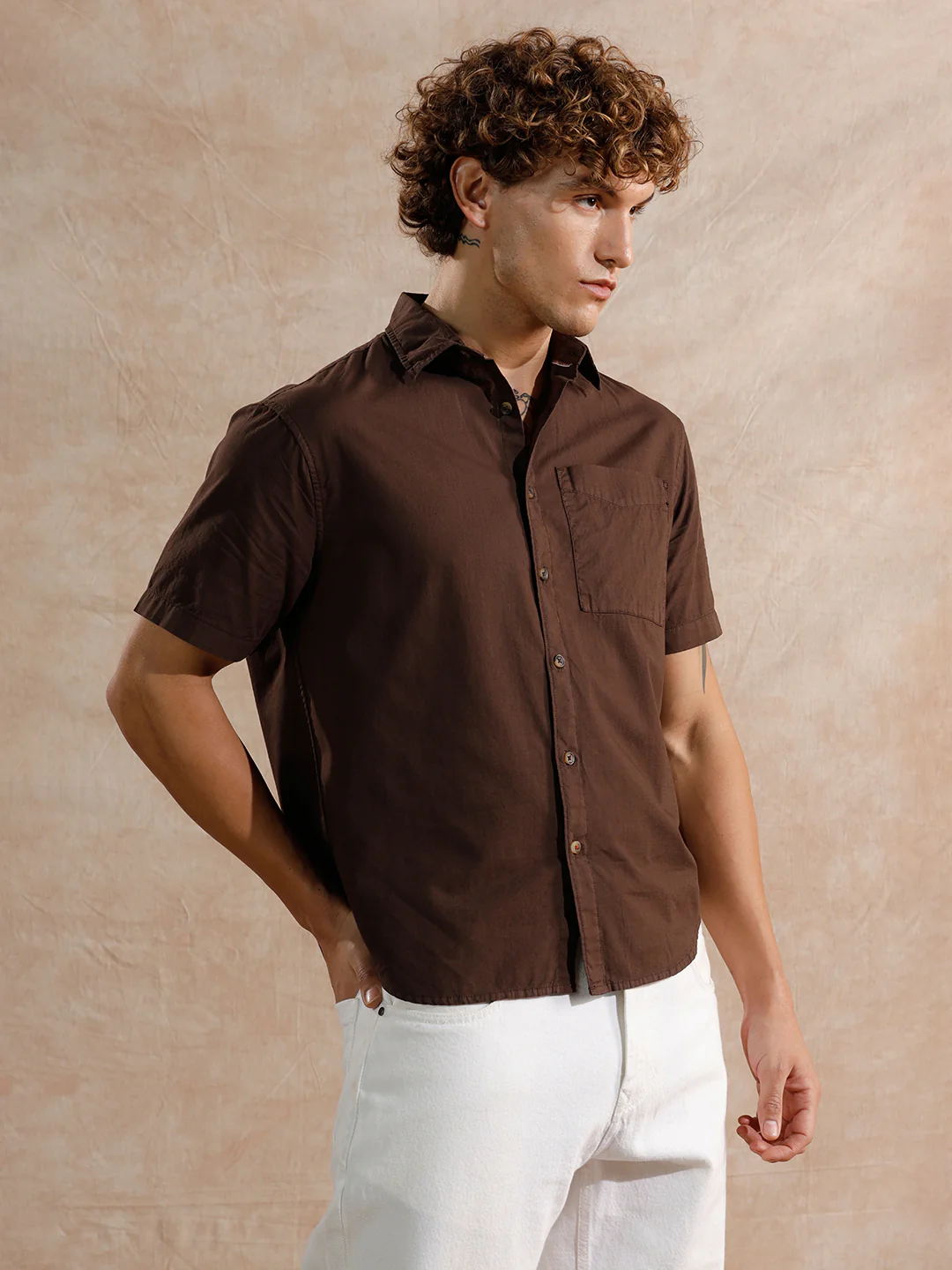 Cotton Slub Overdyed Shirt | Brown - Image 4