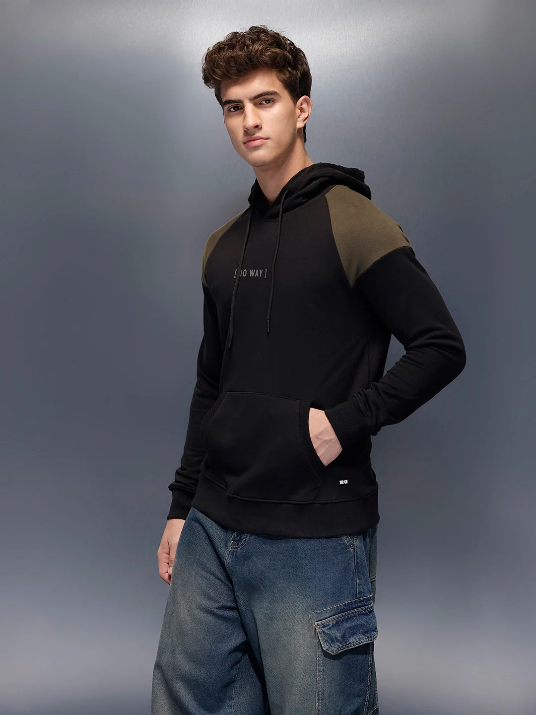 Casual Cut & Sew Hoodie  | Black - Image 4