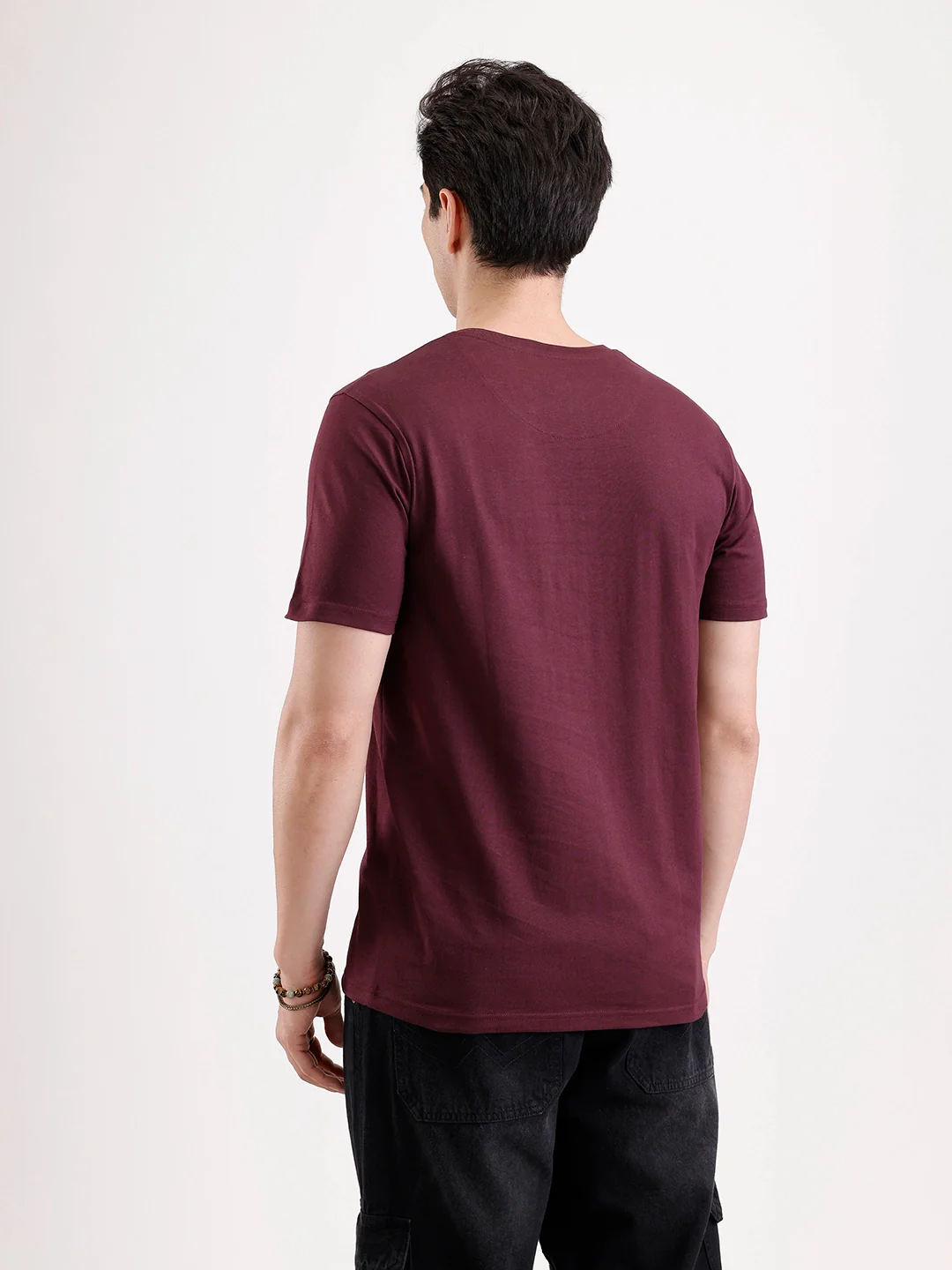 Casual Foil Printed T-Shirt   |  Maroon - Image 3