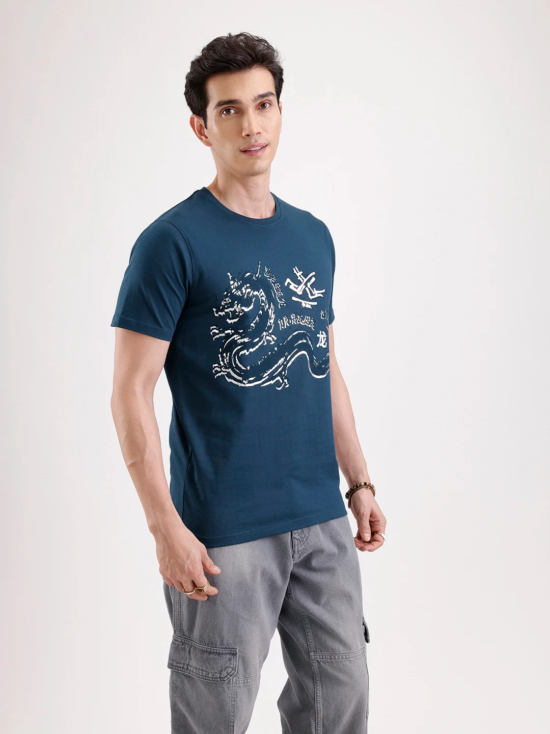 Casual Foil Printed T-Shirt   |  Teal - Image 4