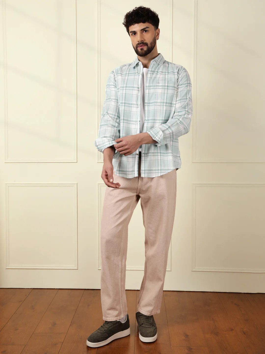 Textured Checks Summer Shirt | Green - Image 3