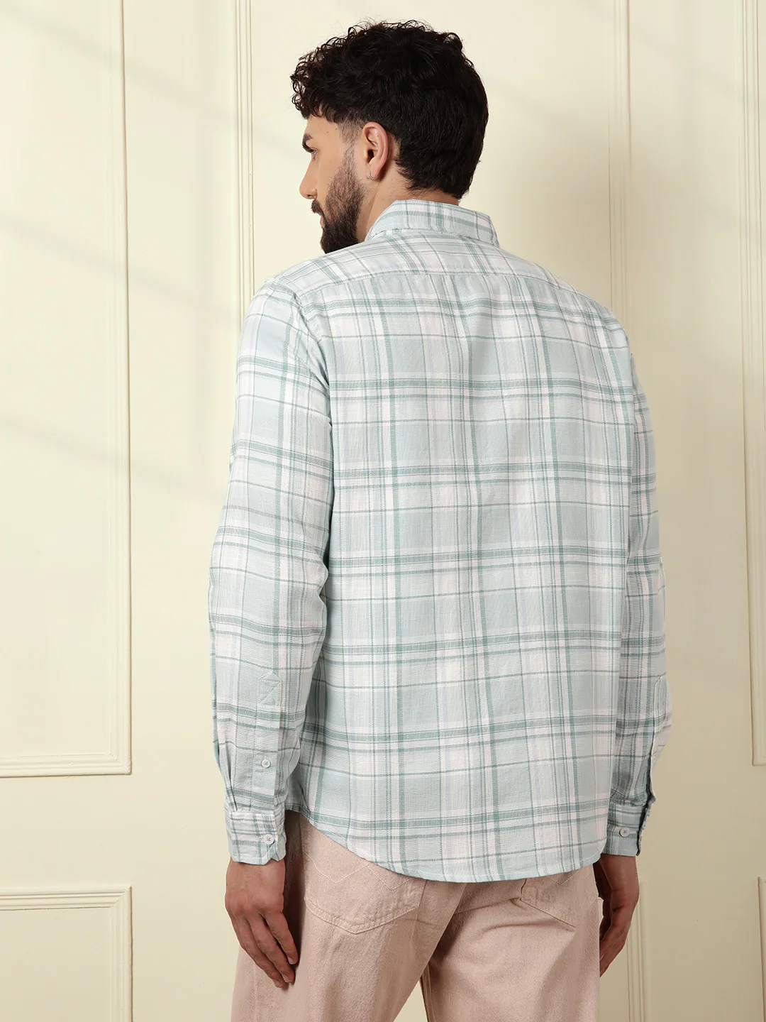 Textured Checks Summer Shirt | Green - Image 4