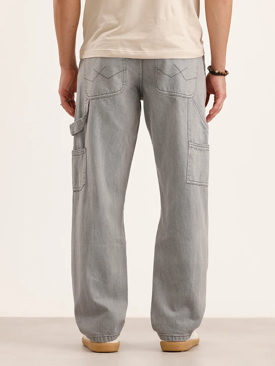 Casual Grey Carpenter Fit Trousers | Mid Grey - Image 3