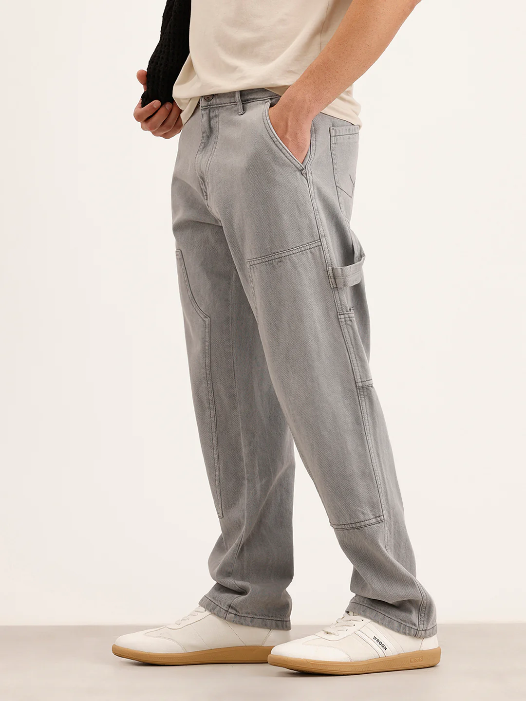 Casual Grey Carpenter Fit Trousers | Mid Grey - Image 4