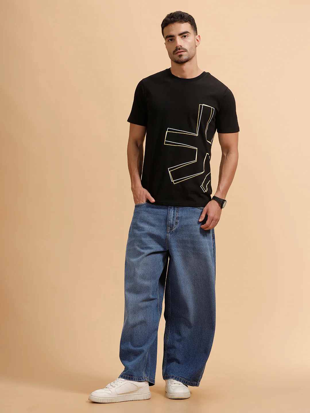 Casual Heavy Fade Baggy Fit Jeans | Blue - Image 2