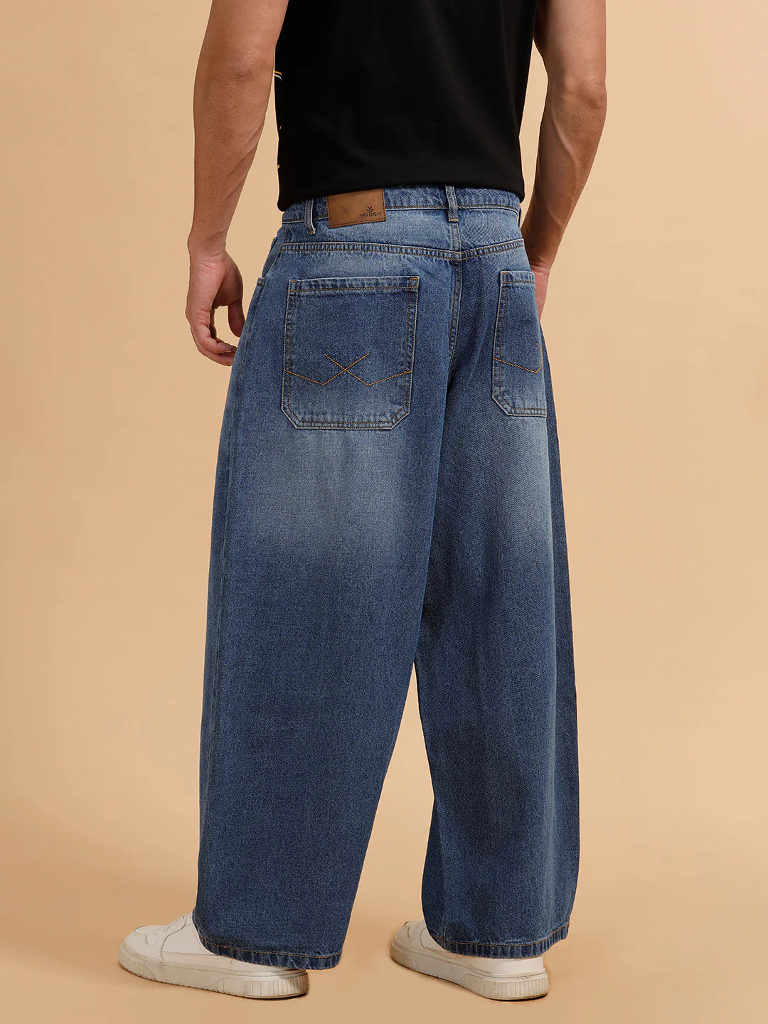 Casual Heavy Fade Baggy Fit Jeans | Blue - Image 3