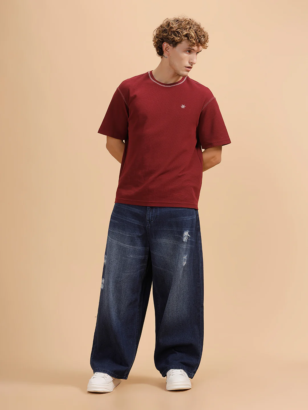 Casual Heavy Fade Baggy Fit Jeans | Dark Blue - Image 2