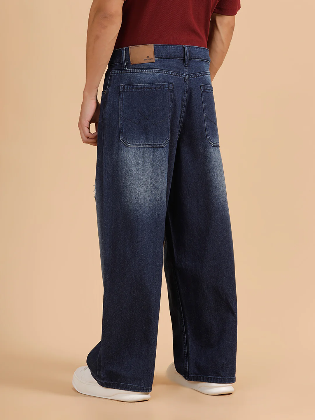 Casual Heavy Fade Baggy Fit Jeans | Dark Blue - Image 3