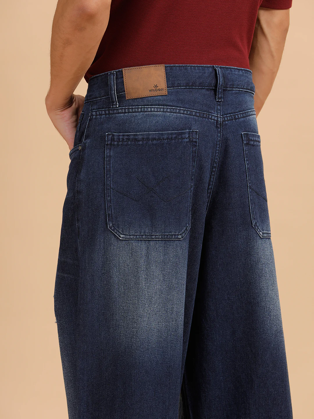 Casual Heavy Fade Baggy Fit Jeans | Dark Blue - Image 6